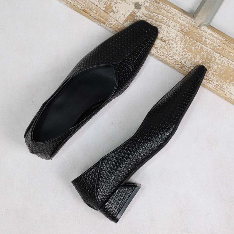 Ženske cipele s kvadratnim nosom, PU gornji dio, jedne boje, srednji pet, Kick zatvaranje