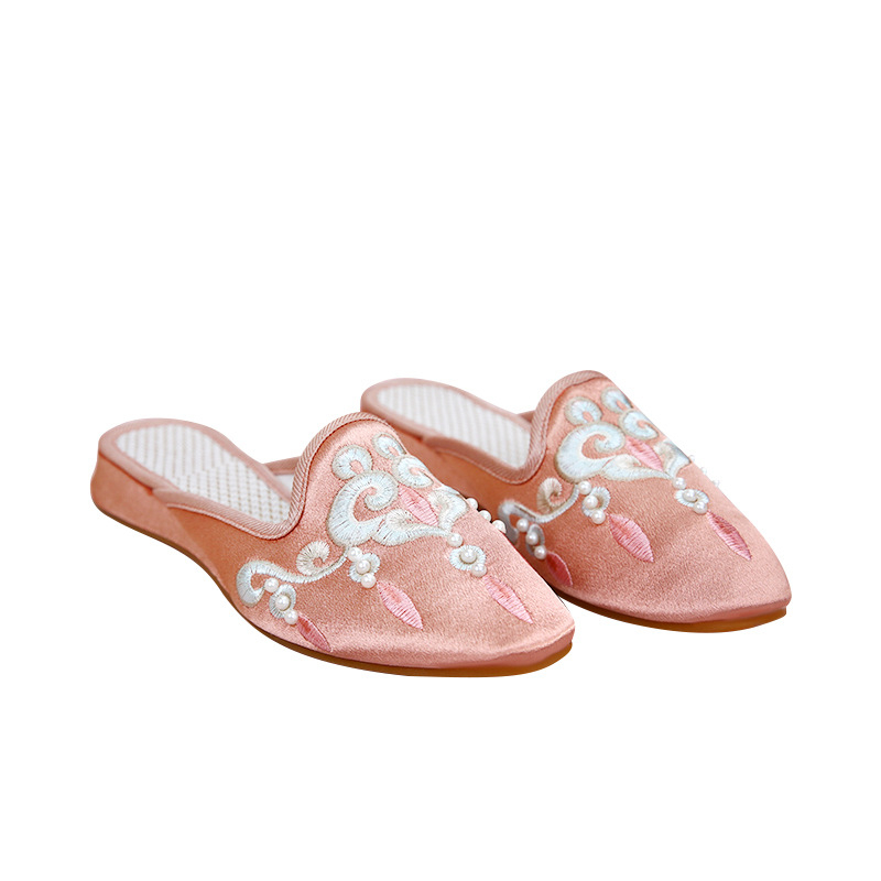 Ženske platnene cipele s izvezenim uzorkom, retro stil, cvjetni uzorak, slip-on, potplat PVC