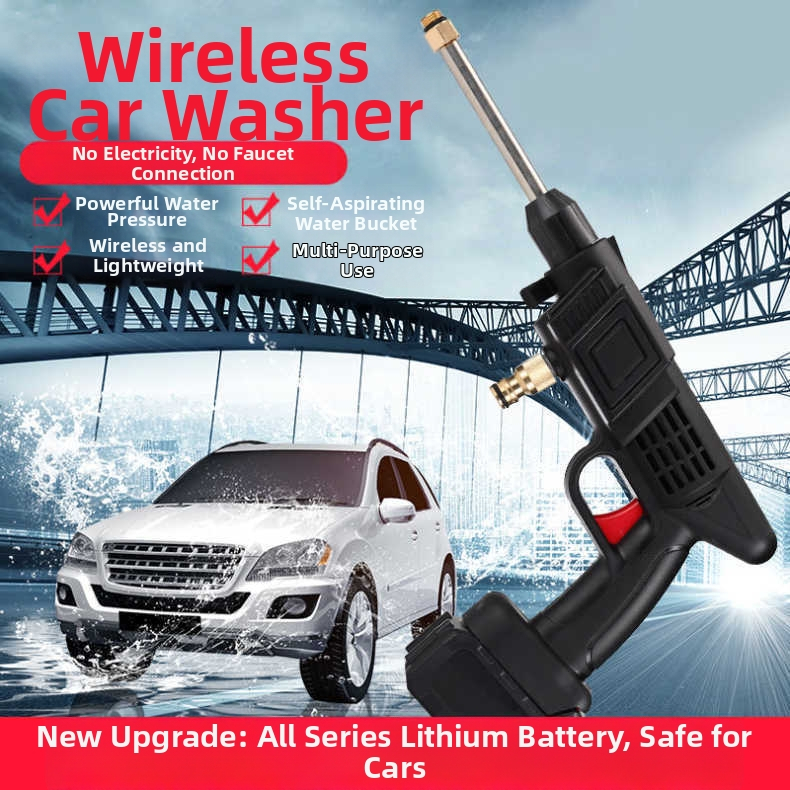 Bezdrôtová vysokotlaká autoumyvacia pištoľa s lítiovou batériou, prenosná vodná pištoľ, objem 5L, 21V, 300W, prietok 1,6 L/min