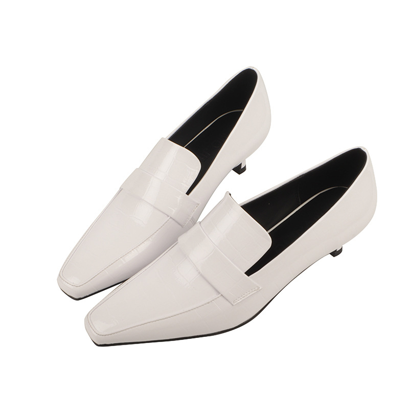 Ženske visoke pete s kvadratnim vrhom, teleća koža, francuski stil, štiletto potpetica 3–6 cm