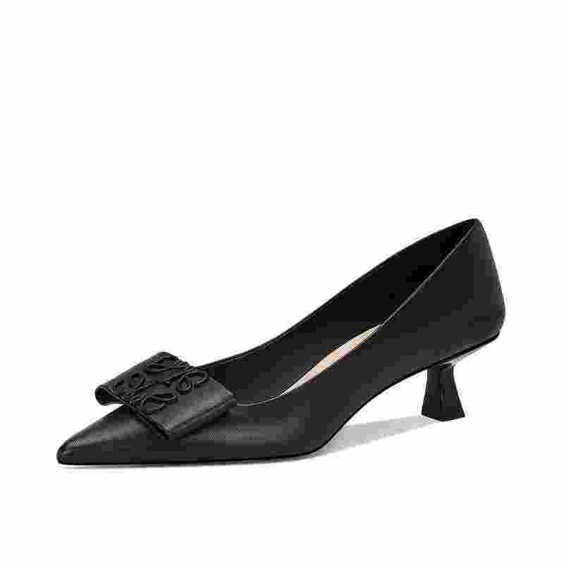 L612-2 Cipele s visokim petom, okrugli vrh, tanak potpetica, visina potpetice 3–6 cm, gornji materijal Super Fiber, đon od gume