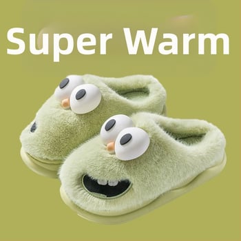 Domaće papuče s plišanim gornjim dijelom i EVA taban, protuklizne, tople zimi, za odrasle, crtani motiv