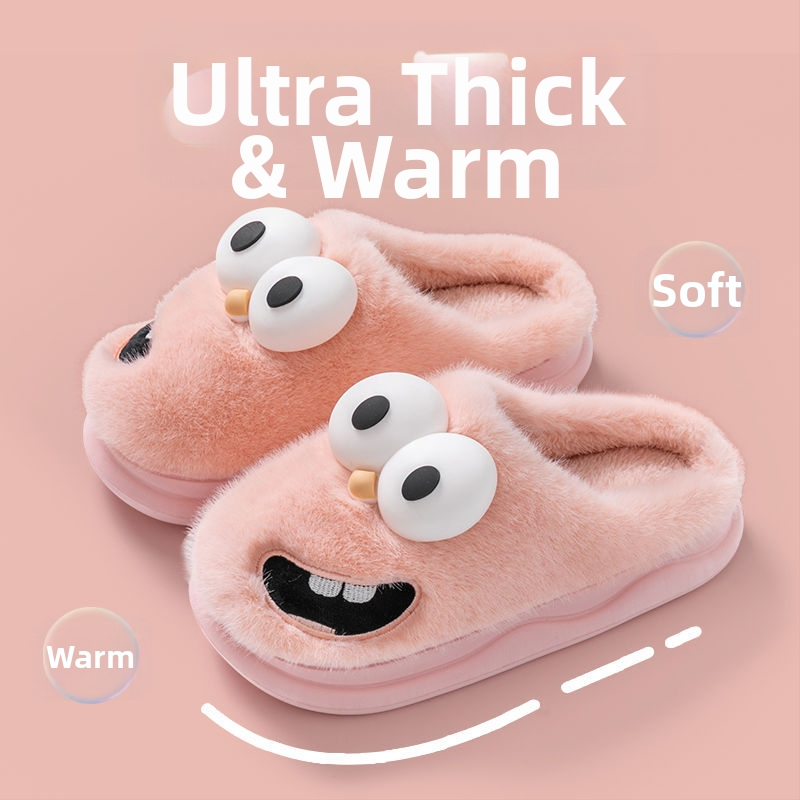Domaće papuče s plišanim gornjim dijelom i EVA taban, protuklizne, tople zimi, za odrasle, crtani motiv