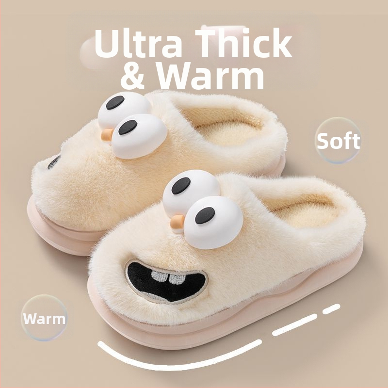 Domaće papuče s plišanim gornjim dijelom i EVA taban, protuklizne, tople zimi, za odrasle, crtani motiv