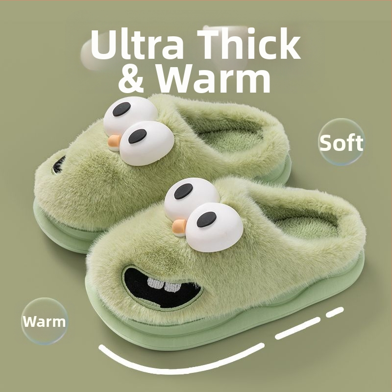 Domaće papuče s plišanim gornjim dijelom i EVA taban, protuklizne, tople zimi, za odrasle, crtani motiv