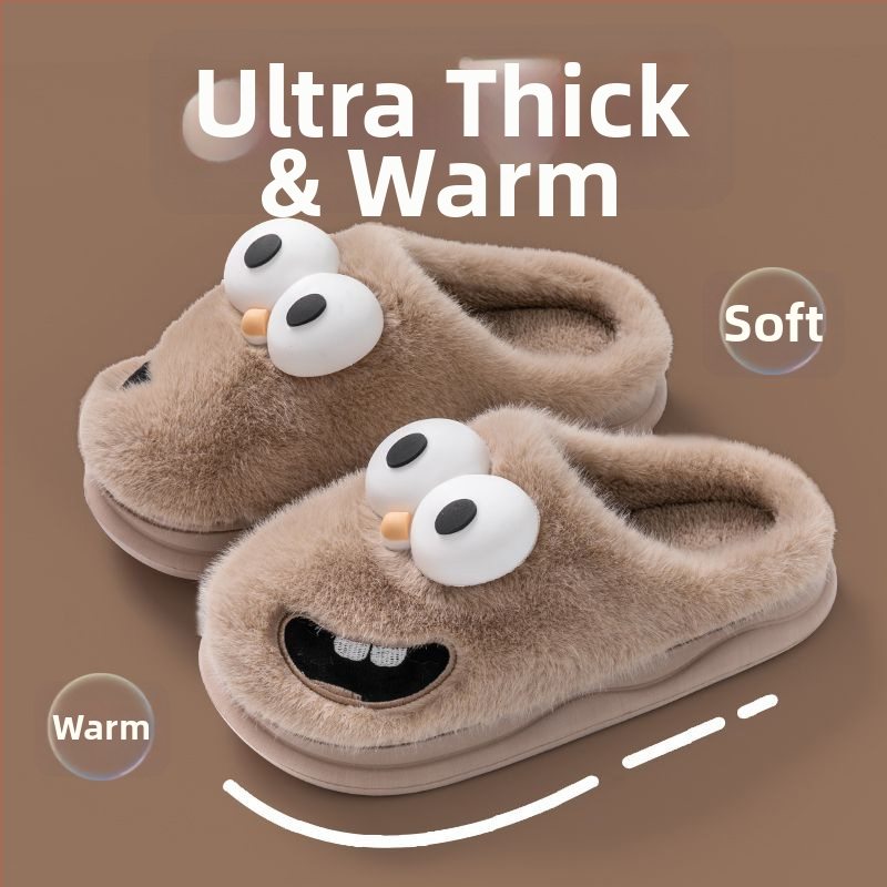 Domaće papuče s plišanim gornjim dijelom i EVA taban, protuklizne, tople zimi, za odrasle, crtani motiv