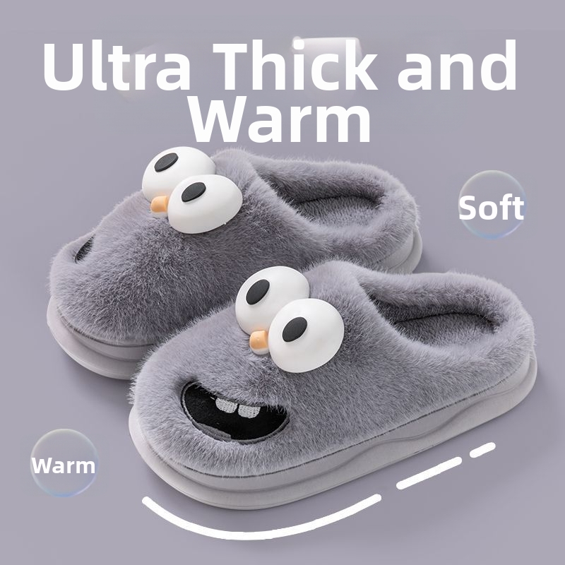 Domaće papuče s plišanim gornjim dijelom i EVA taban, protuklizne, tople zimi, za odrasle, crtani motiv