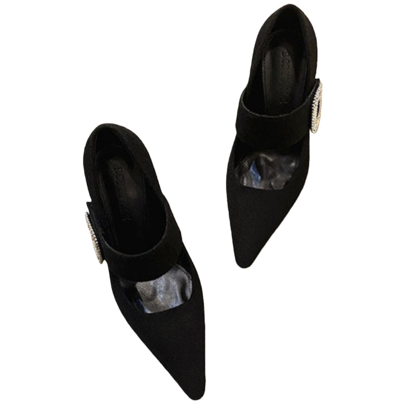 Mary Jane cipele s tankim petom, oštrim vrhom, slip-on zatvaranje, 6–8 cm peta, gumeni đon, za proljeće i jesen
