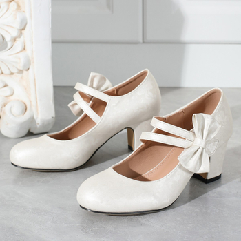 Mary Jane cipele s okruglim vrhom, PU gornji dio, 6–8 cm debeli pet, PVC đon