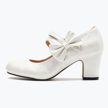Mary Jane cipele s okruglim vrhom, PU gornji dio, 6–8 cm debeli pet, PVC đon