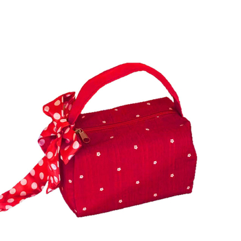 Prenosna kozmetička torbica s uzorkom mašne, tekstilni vanjski dio, podstava od poliester, periva