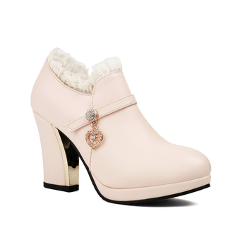 Ženske visoke potpetice, zaobljen vrh, PU gornji dio, mikrovlaknena podstava, debeli potpetica, visina petu iznad 8 cm