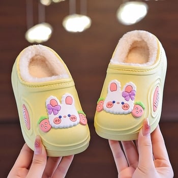 Dječje vodootporne papuče za djevojčice s protukliznom, sa flis unutrašnjošću, PVC potplat — dizajn Princeza Zeko, uzrast 1–3 godina