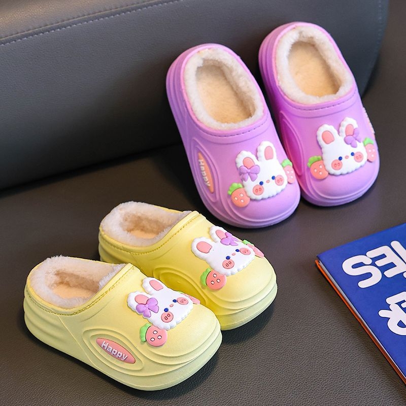 Dječje vodootporne papuče za djevojčice s protukliznom, sa flis unutrašnjošću, PVC potplat — dizajn Princeza Zeko, uzrast 1–3 godina