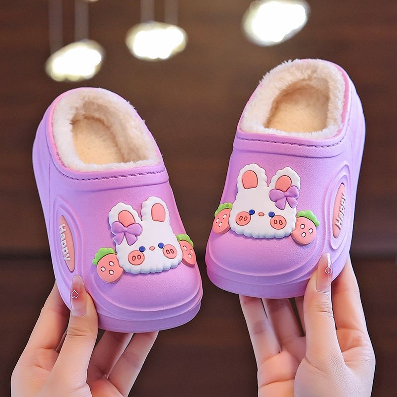 Dječje vodootporne papuče za djevojčice s protukliznom, sa flis unutrašnjošću, PVC potplat — dizajn Princeza Zeko, uzrast 1–3 godina