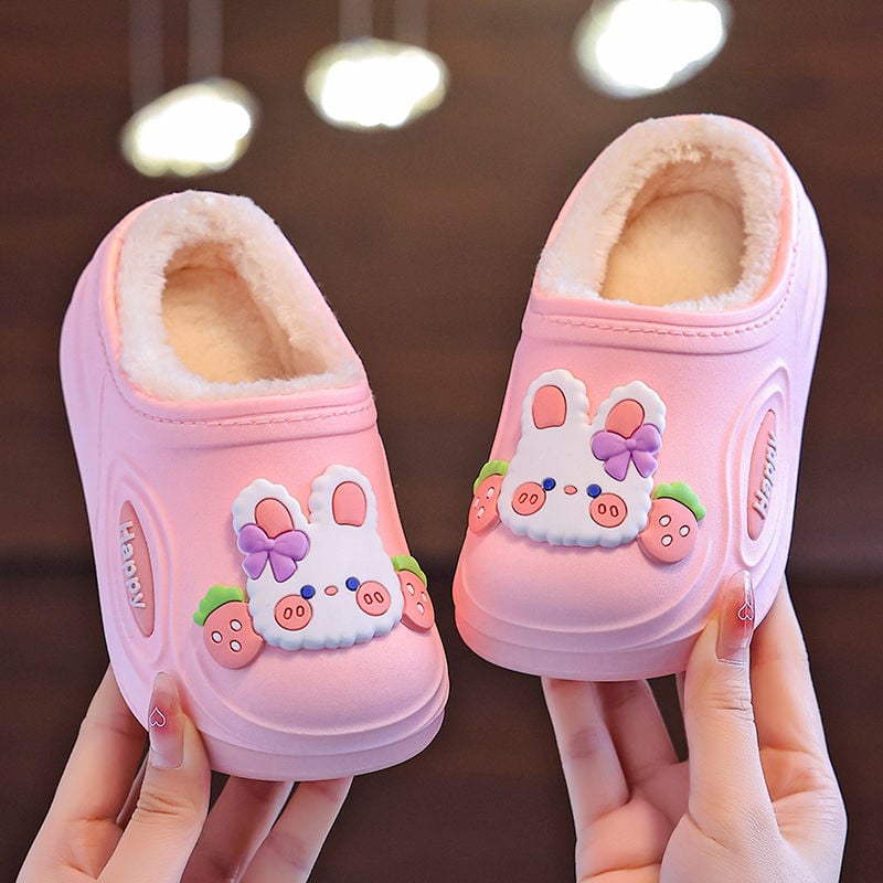 Dječje vodootporne papuče za djevojčice s protukliznom, sa flis unutrašnjošću, PVC potplat — dizajn Princeza Zeko, uzrast 1–3 godina