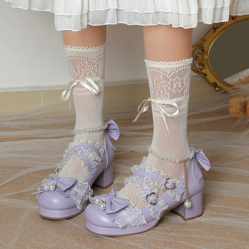 Pantofi damă în stil japonez, vârf rotund, partea superioară PU, toc de 3–5 cm, închidere cu cataramă