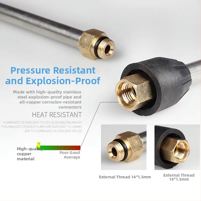 Prenosný vysokotlaký vodný pištoľ na umývanie áut s predĺžovacou tyčou – 4000 PSI, mosadz/nehrdzavejúca oceľ, čistá hmotnosť 164 g