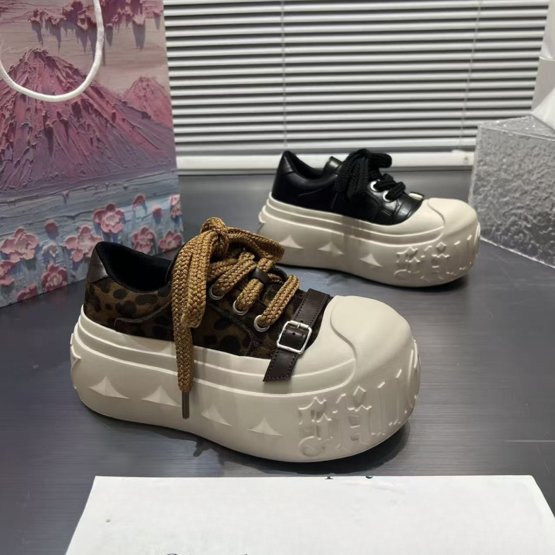 Loafers cu creștere de 8 cm, talpă groasă pe platformă, partea superioară din PU, vârf drept, închidere Velcro