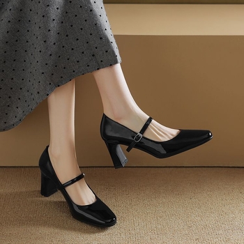 Mary Jane cipele s leopardim uzorkom, okrugli nos, patent koža, visina potpetice 6–8 cm
