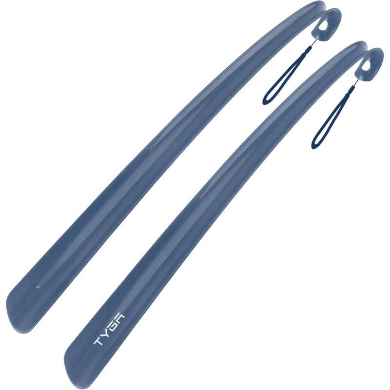 Long-handled plastic shoe horn, 17-inch (43 cm) length, Spring season