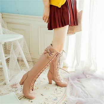 Martin čizme za žene s visokim nartom, vezice, motiv leptira, PU gornji dio