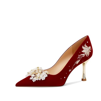 Ženske visoke potpetice, uski nos, slip-on, 6–8 cm peta, gumeni đon