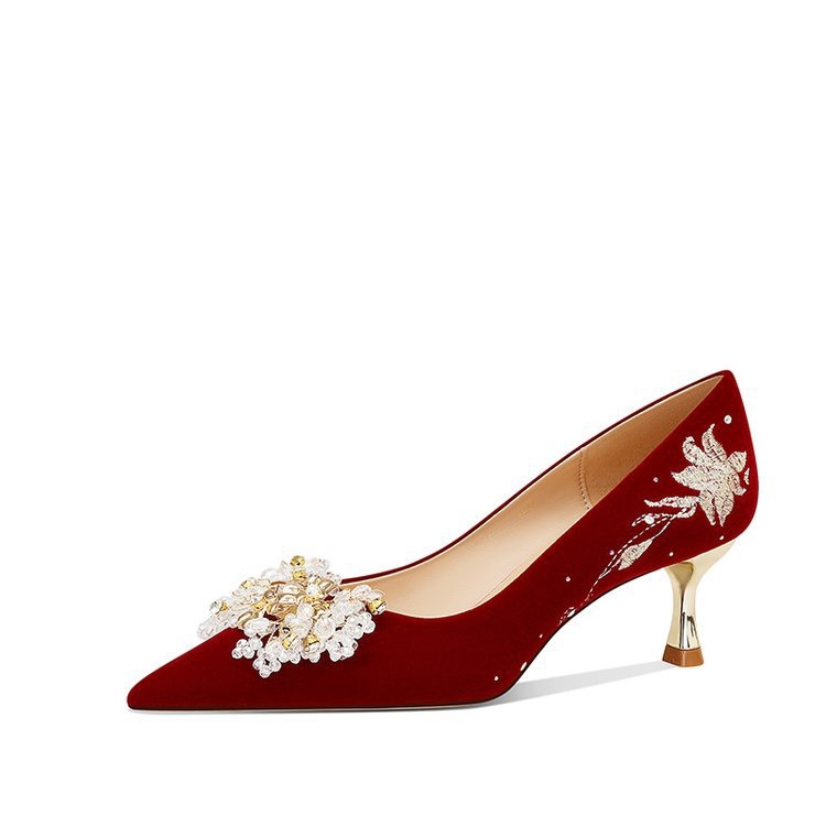 Ženske visoke potpetice, uski nos, slip-on, 6–8 cm peta, gumeni đon