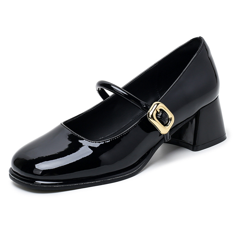 Mary Jane cipele, kvadratni vrh, vamp od mikrovlakna, debeli srednji potpetica (3–5 cm), casual stil