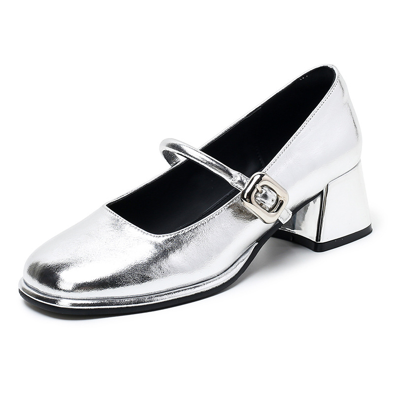 Mary Jane cipele, kvadratni vrh, vamp od mikrovlakna, debeli srednji potpetica (3–5 cm), casual stil