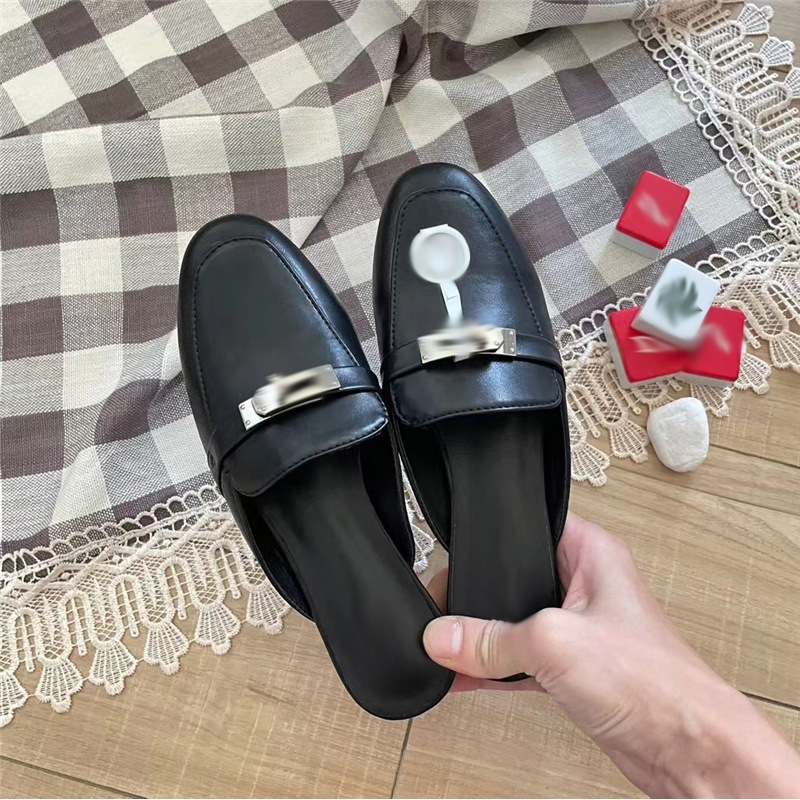 Ženske Baotou papuče, slip-on s zatvaranjem One-Kick, gornji materijal mikrovlaknasta koža, potplat od gume, ljetno izdanje 2025