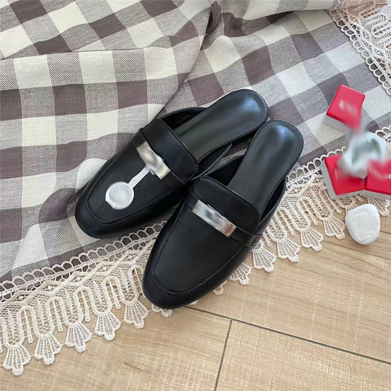 Ženske Baotou papuče, slip-on s zatvaranjem One-Kick, gornji materijal mikrovlaknasta koža, potplat od gume, ljetno izdanje 2025