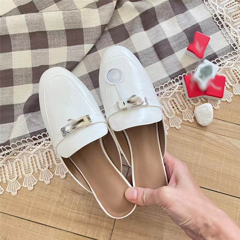 Ženske Baotou papuče, slip-on s zatvaranjem One-Kick, gornji materijal mikrovlaknasta koža, potplat od gume, ljetno izdanje 2025
