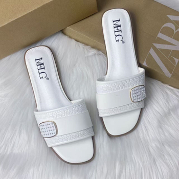 Slapi pentru adulți, NN cataramă, talpă plată, exterior din material special, căptușeală din piele artificială, talpă din cauciuc, culoare solidă, Vara 2025