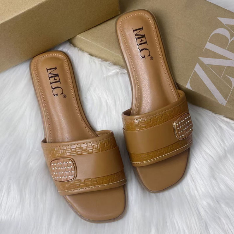 Slapi pentru adulți, NN cataramă, talpă plată, exterior din material special, căptușeală din piele artificială, talpă din cauciuc, culoare solidă, Vara 2025