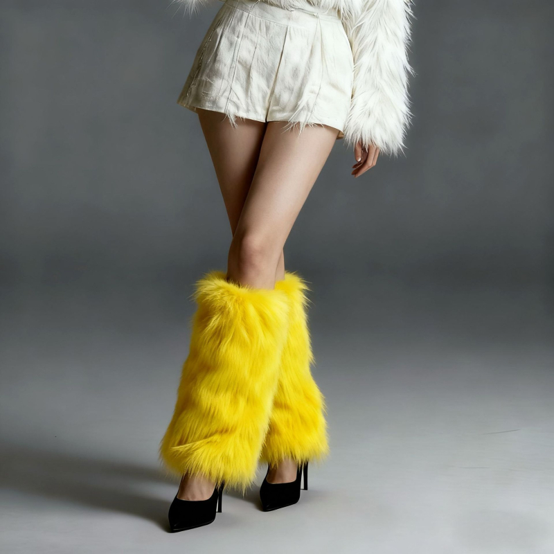 Γυναικείες κοντές κάλτσες από συνθετική γούνα αλεπούς, κάλυψη για παπούτσια και πόδια — Χειμώνας 2025