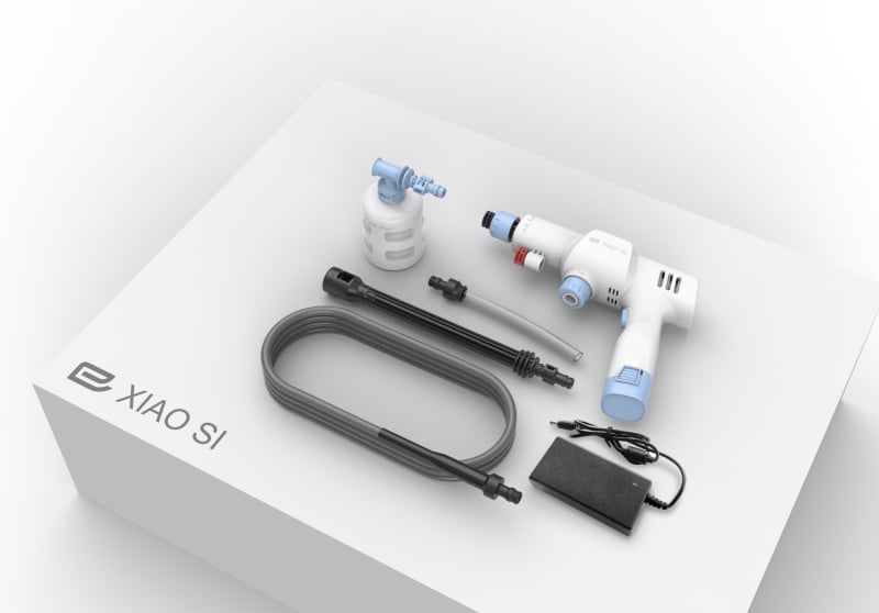 Mașină de spălat auto fără fir, baterie litiu, 16V, 100W, furtun de 5 m, presiune maximă 1 MPa, debit 2,9 L