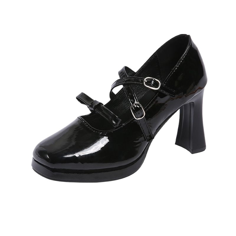 Pantofi cu toc înalt pentru femei, exterior PU, toc de pisică, toc mic sub 3 cm, talpă din cauciuc, căptușeală PU