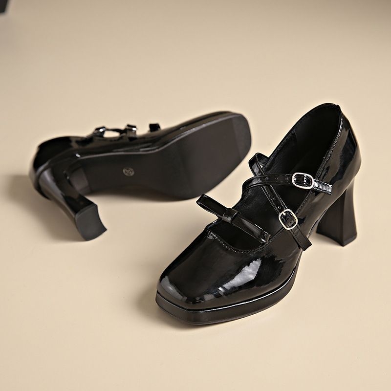 Pantofi cu toc înalt pentru femei, exterior PU, toc de pisică, toc mic sub 3 cm, talpă din cauciuc, căptușeală PU