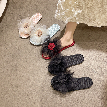 Slapi femei cu o singură curea, model floral, partea superioară din materiale mixte, talpă TPR, respirabile, anti-derapare, grosime talpă 0–3 cm