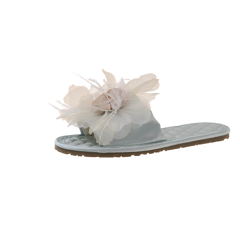 Slapi femei cu o singură curea, model floral, partea superioară din materiale mixte, talpă TPR, respirabile, anti-derapare, grosime talpă 0–3 cm