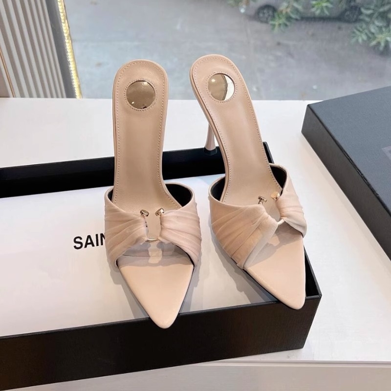 Ženske sandale s kvadratnom kopčom, šiljat nos, tanko peto 6-8 cm, TPU potplat