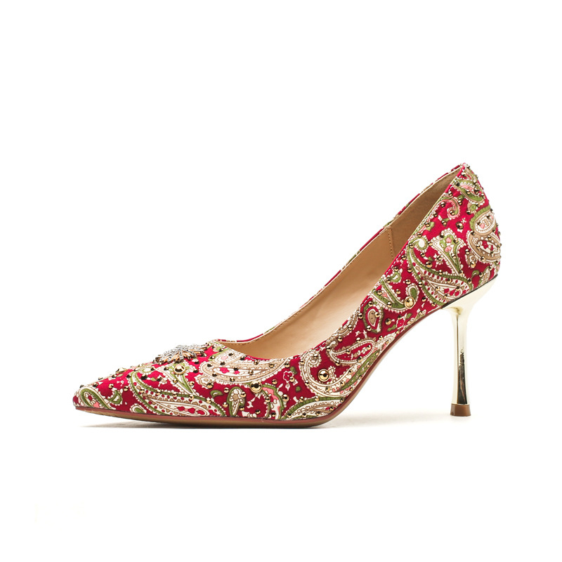 Pantofi cu toc înalt, vârf ascuțit, partea superioară PU, talpă din cauciuc, toc subțire 6–8 cm, pentru purtare zilnică