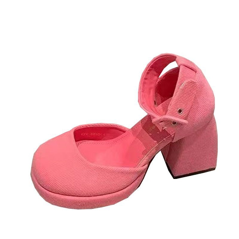 Mary Jane platforme sandale, debeli pet, okrugli vrh, kopča