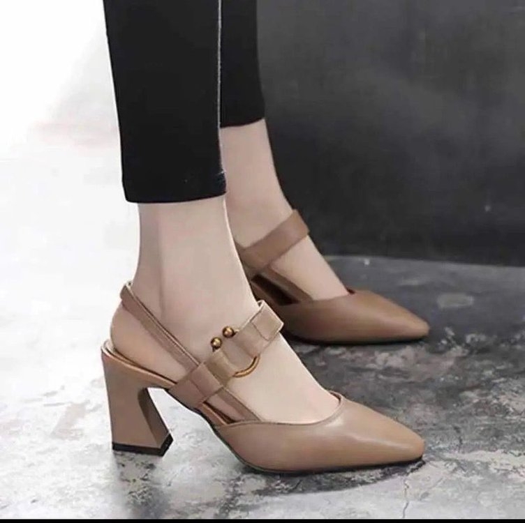 Sandale fără toc la spate pentru femei, vârf pătrat, partea superioară PU, toc pătrat de 6–8 cm, vară