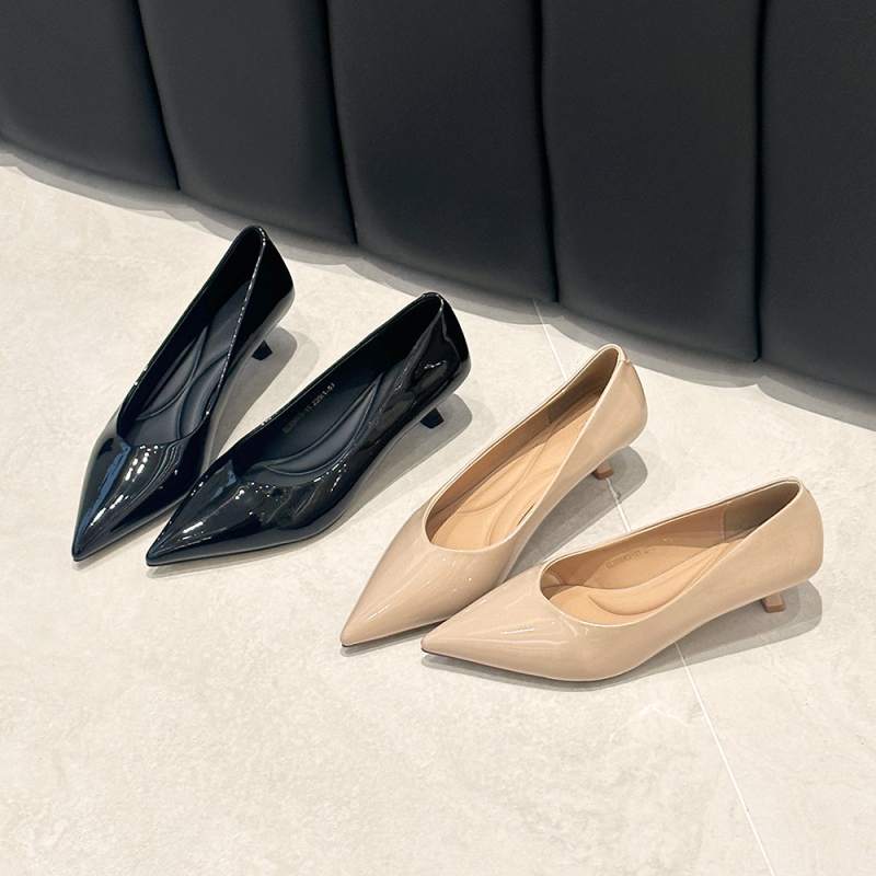 Ženske cipele s oštrim nosom, srednji pet 3-6 cm, tanak pet, slip-on, PU ulošak