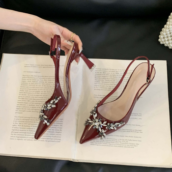 Beifuni visoke pete s Rhinestone kristalima, oštar nos, tanak pet, 6–8 cm, svakodnevne ženske cipele