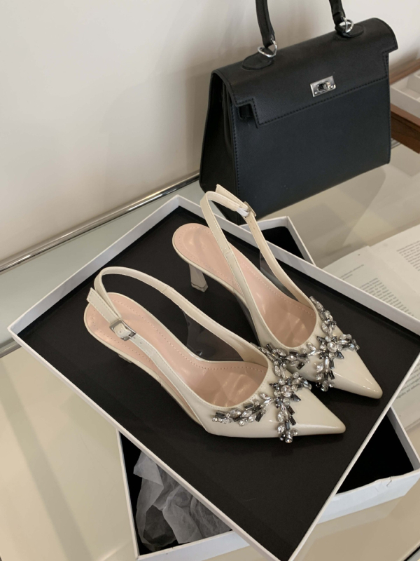 Beifuni visoke pete s Rhinestone kristalima, oštar nos, tanak pet, 6–8 cm, svakodnevne ženske cipele