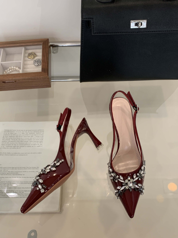 Beifuni visoke pete s Rhinestone kristalima, oštar nos, tanak pet, 6–8 cm, svakodnevne ženske cipele