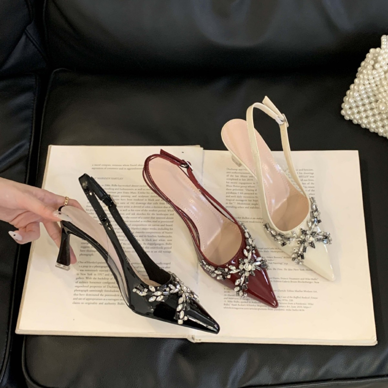 Beifuni visoke pete s Rhinestone kristalima, oštar nos, tanak pet, 6–8 cm, svakodnevne ženske cipele